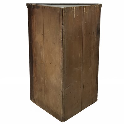 Lot 34 - A George III hanging oak corner cupboard.