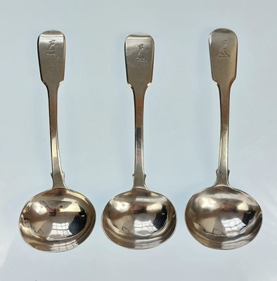 Lot 127 - A set of three Victorian silver ladles by Charles Boyton.