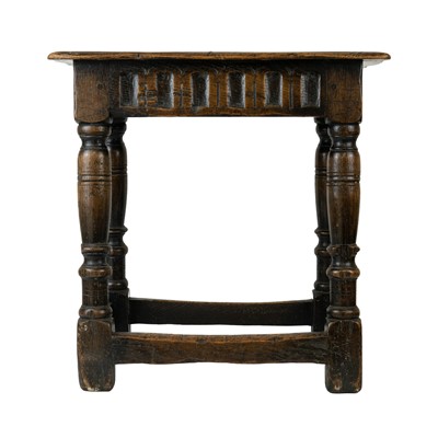 Lot 385 - A 17th century style oak joint stool.