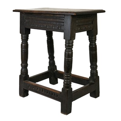 Lot 213 - A 17th century oak joint stool.