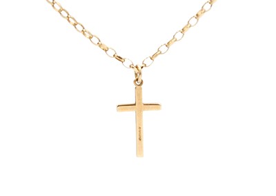Lot 32 - A 9ct cross pendant necklace.