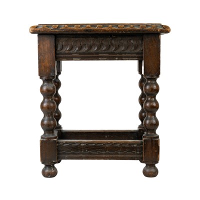 Lot 375 - A Victorian oak small stool.