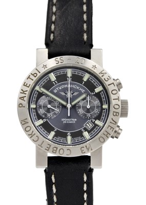 Lot 98 - STURMANSKIE - A Buran Aviator automatic chronograph gentleman's titanium wristwatch.