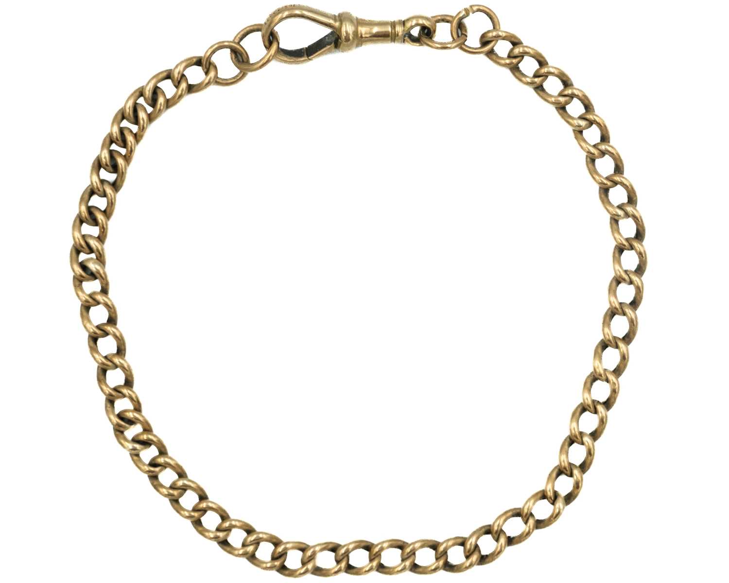 Lot 7 - A 9ct rose gold curb-link bracelet with dog clip clasp.