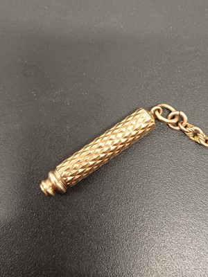 Lot 82 - A 9ct rose gold fancy-link Albert watch chain with 9ct propelling pencil fob.