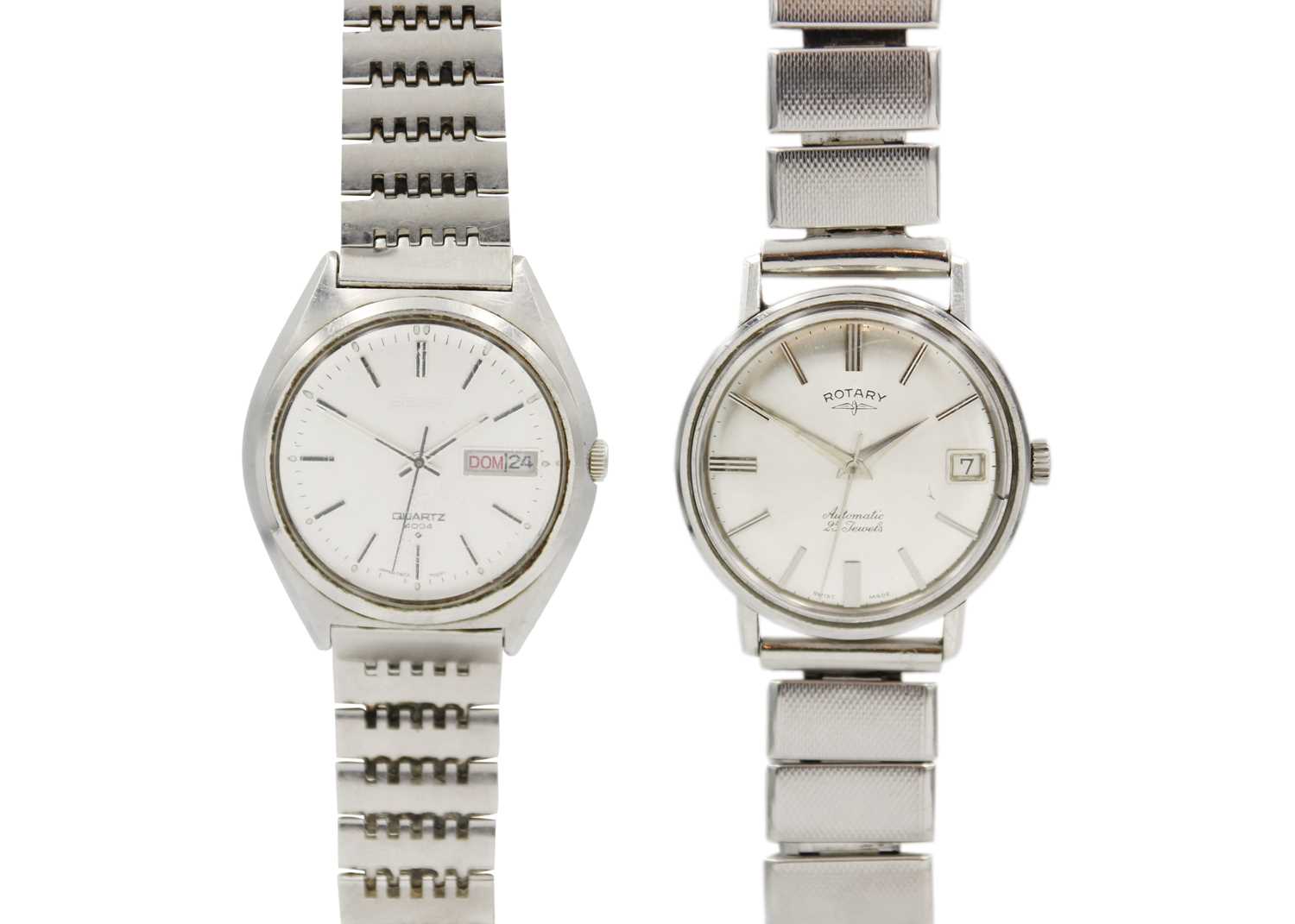 Lot 193 - A Seiko 4004 stainless steel quartz gentleman's wristwatch and a Rotary Automatic wristwatch.