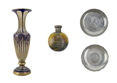 Lot 404 - A cobalt blue and gilt Bohemian glass vase.