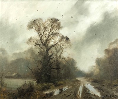 Lot 554 - John Trickett (b. 1952) A Country Lane Oil on...