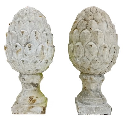 Lot 520 - A pair of reconstituted stone pine cone finials.