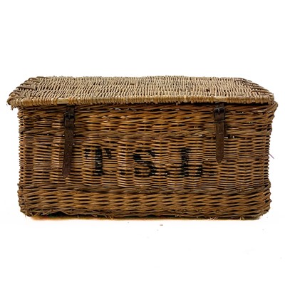Lot 136 - Two wicker laundry baskets and covers.
