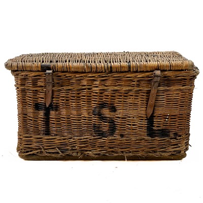 Lot 136 - Two wicker laundry baskets and covers.