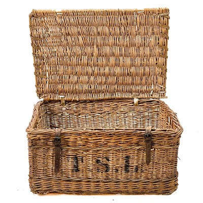 Lot 136 - Two wicker laundry baskets and covers.