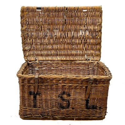 Lot 136 - Two wicker laundry baskets and covers.