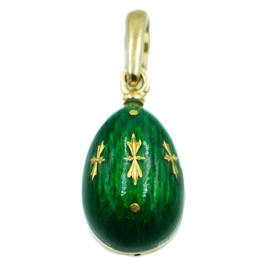 Lot 9 - A modern Faberge 18ct gold and enamel egg pendant, ref. F-1310 GR.