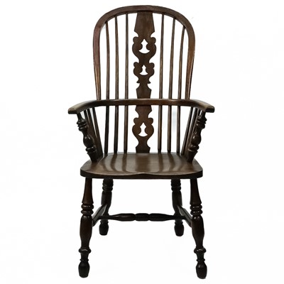 Lot 248 - A Victorian beech, ash and elm high back Windsor chair.