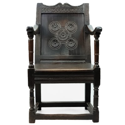 Lot 299 - A 17th century West country oak wainscot chair.