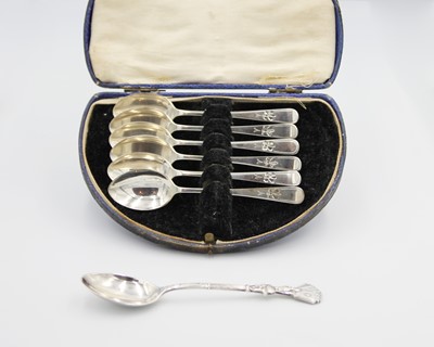 Lot 115 - A cased set of silver coffee spoons by James Dixon & Sons Ltd.