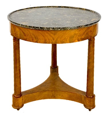 Lot 110 - A 19th century French marble topped circular mahogany gueridon.