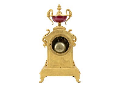 Lot 379 - A French gilt spelter clock garniture.