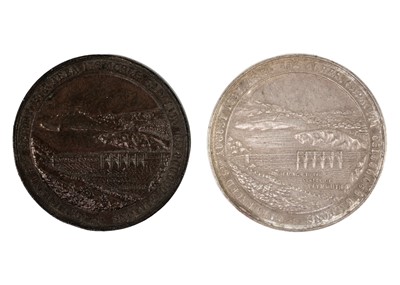 Lot 236 - Plymouth Devon opening of Burrator Reservoir 1898 medallions (x2)