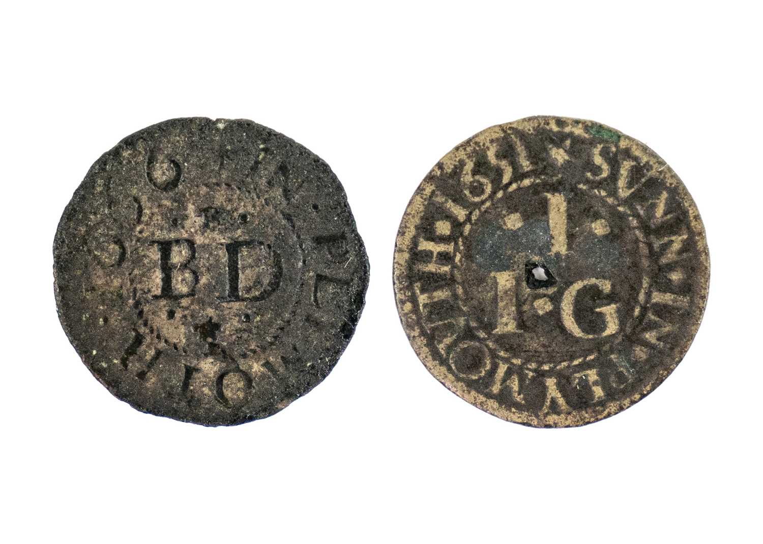 Lot 144 - Plymouth 17th century Trade Farthing Tokens (x2)
