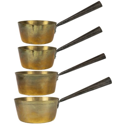 Lot 56 - A Set of four late Victorian graduated brass saucepans.