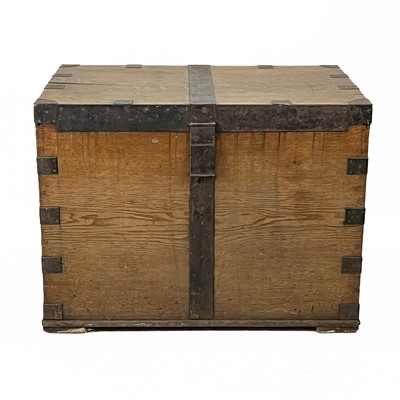 Lot 72 - A large Victorian oak and metal bound silver chest.