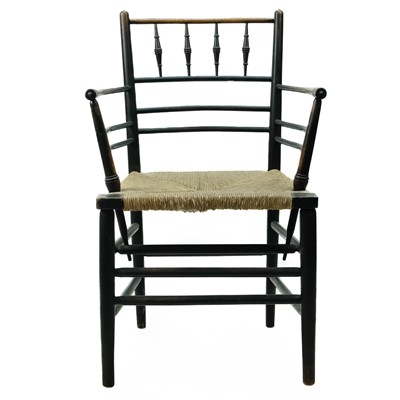 Lot 344 - A good Morris & Co beech and ash Sussex open armchair.