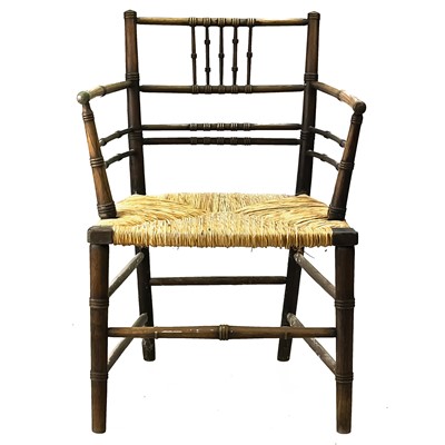 Lot 366 - A Sussex type turned ash open armchair.