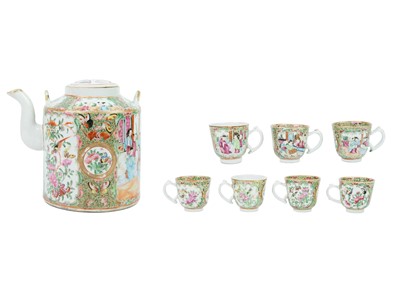 Lot 26 - Seven Chinese famille rose porcelain cups and two saucer dishes, 18th century.