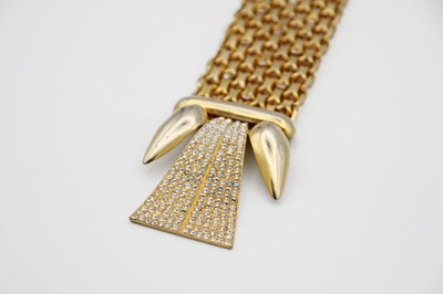 Lot 17 - A Chanel 'Gatsby' gold-plated and crystal set bracelet, circa 1950's.