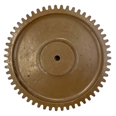 Lot 201 - A painted wooden cog possibly a factory die mould.