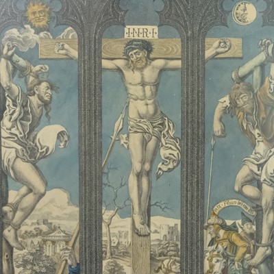 Lot 87 - An early 19th century coloured stipple engraving of King's College Chapel window, Cambridge.