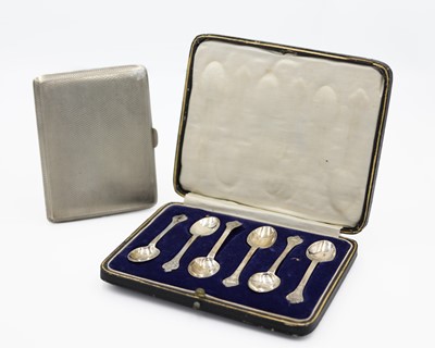 Lot 96 - A silver engine turned cigarette case by Bravingtons Ltd.