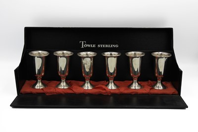 Lot 94 - A set of six silver miniture goblets by Towle.