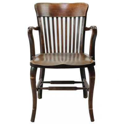 Lot 308 - An early 20th century walnut elbow chair.