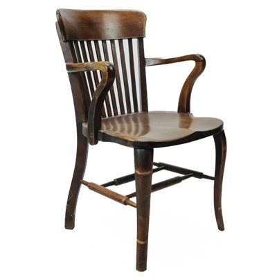 Lot 308 - An early 20th century walnut elbow chair.