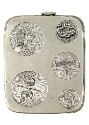 Lot 67 - A J W Benson Patent two sided coin fob nickel case.