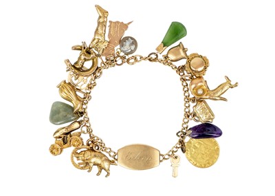 Lot 76 - A 9ct charm bracelet.