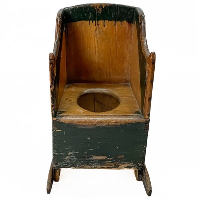 Lot 68 - A Victorian green painted pine child's box commode chair.