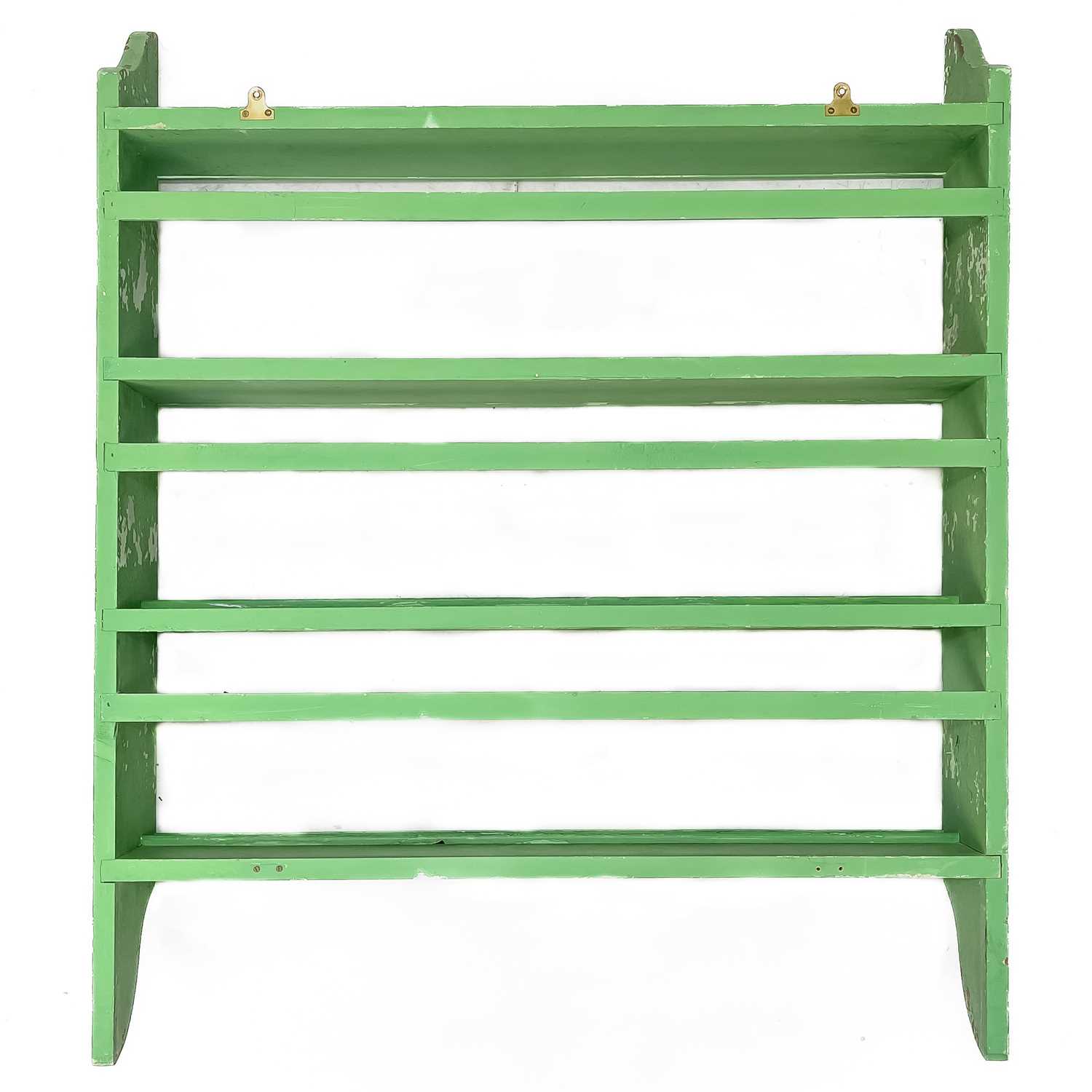 Lot 33 - A Green painted  Victorian kitchen wall plate rack.