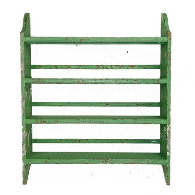 Lot 33 - A Green painted  Victorian kitchen wall plate rack.