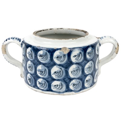 Lot 361 - An 18th century Dutch Delft posset pot.