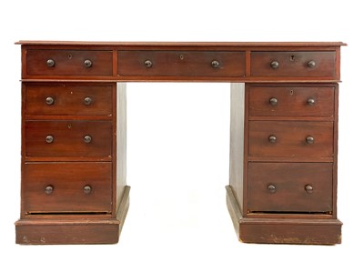 Lot 88 - A Victorian mahogany pedestal desk.