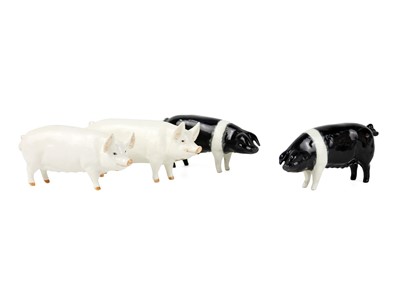 Lot 489 - Two Beswick Wessex Saddleback pigs.