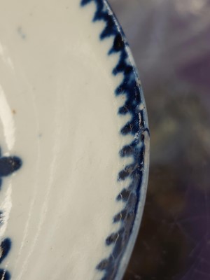 Lot 426 - An 18th century Liverpool porcelain blue and white tea bowl and saucer.