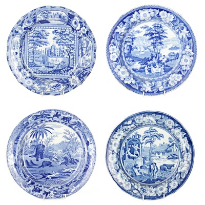 Lot 493 - A Spode blue and white Indian Sporting series plate, Death of the Bear.