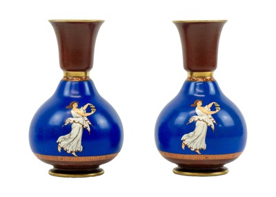 Lot 434 - Two mid Victorian terracotta classical design vases.