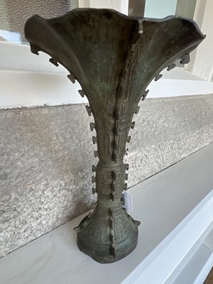 Lot 93 - A Chinese bronzed metal Gu vase.