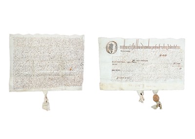 Lot 407 - Two framed indentures, 1615